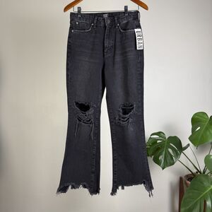 NWT BDG High Rise Black Kick Flare Jeans Cropped Distressed | Women's 26